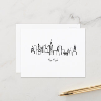 NYC Skyline New York Illustration Postcard