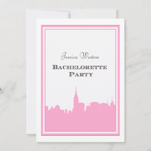 NYC Skyline Pink Silhouette 2 DIY Bachelorette Invitation