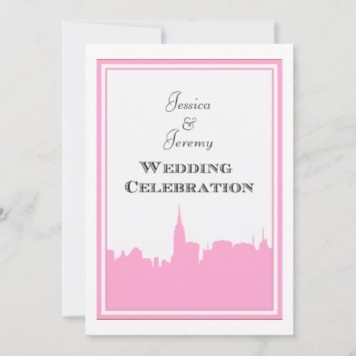 NYC Skyline Pink Silhouette 2 DIY Wedding Invite