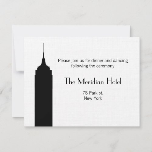 NYC Skyline Recption Card - Empire State Building Invite