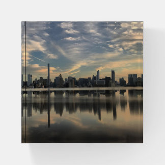 Nyc skyline reflection paperweight