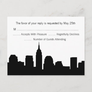 NYC Skyline RSVP Postcard - Black