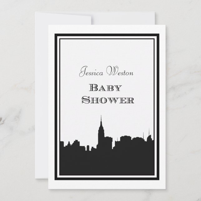 NYC Skyline Silhouette #2 DIY Baby Shower Invitation (Front)