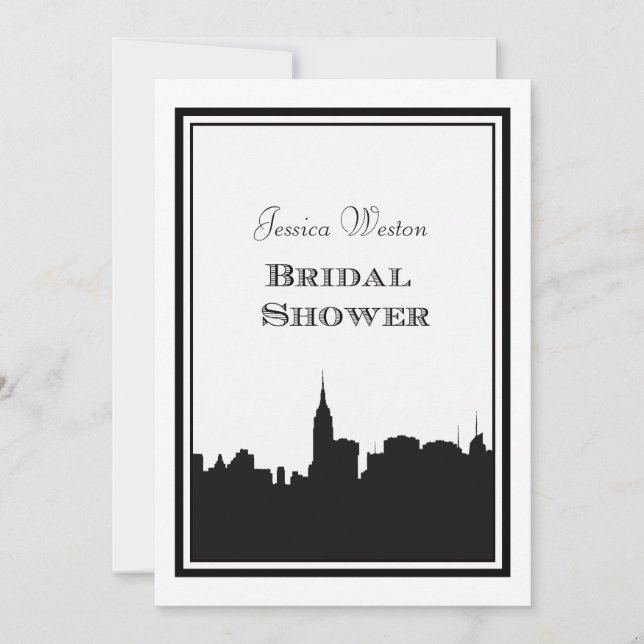 NYC Skyline Silhouette #2 DIY Bridal Shower Invitation (Front)