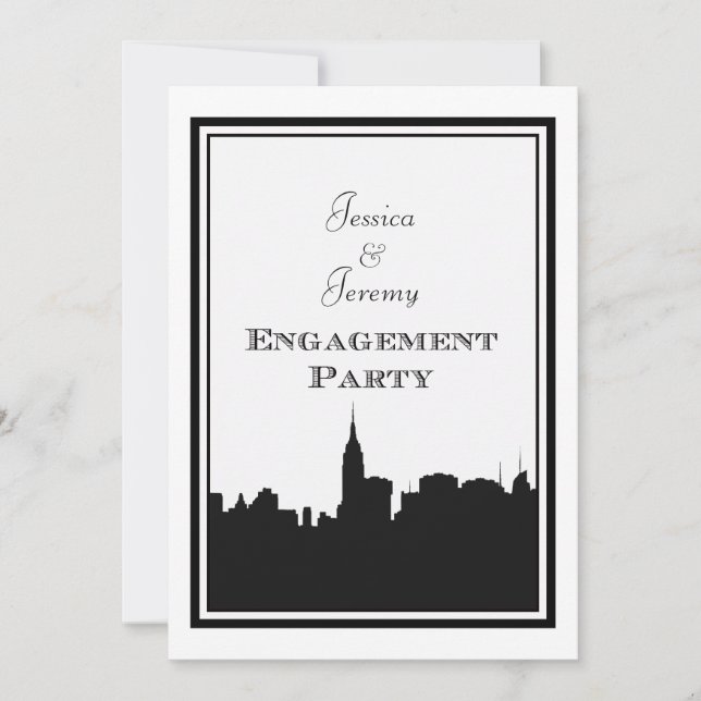 NYC Skyline Silhouette #2 DIY Engagement Invitation (Front)