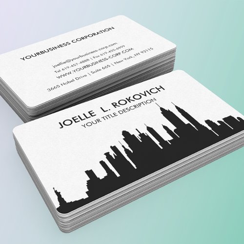 NYC Skyline Silhouette Black  White Generic Business Card