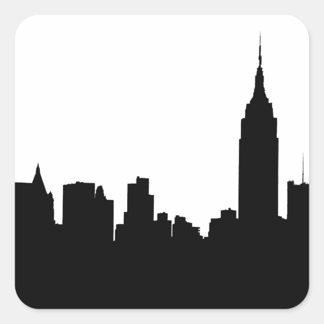 NYC Skyline Silhouette, Emp St Bldg #1 Square Sticker (Front)