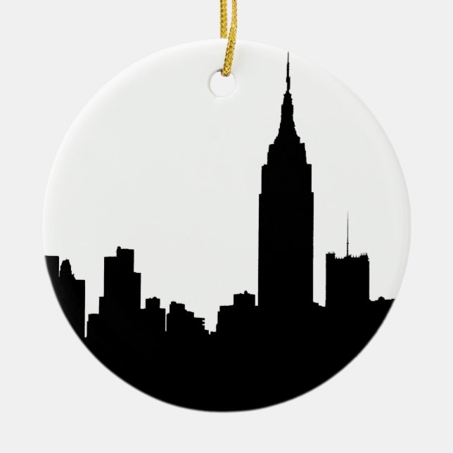 NYC Skyline Silhouette, Empire St Bldg #1 Ceramic Ornament (Front)