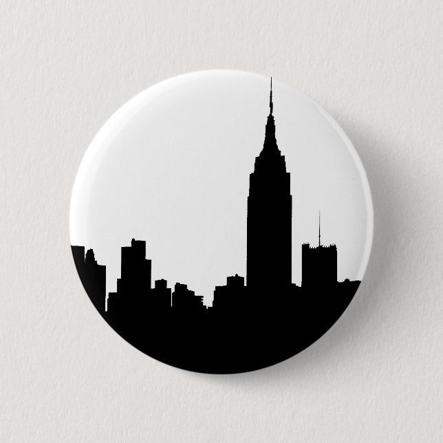 NYC Skyline Silhouette, Empire State Bldg #1 Button (Front)