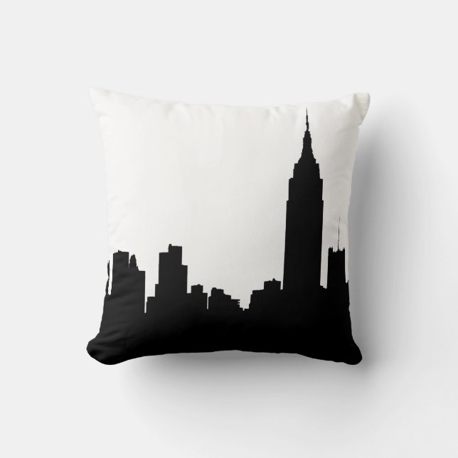 NYC Skyline Silhouette, Empire State Bldg #1 Throw Pillow (Front)