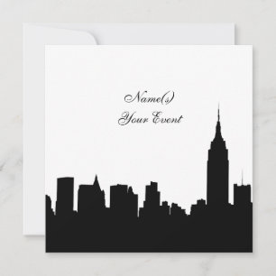 NYC Skyline Silhouette, ESB #1 BW SQ2 Party Invite