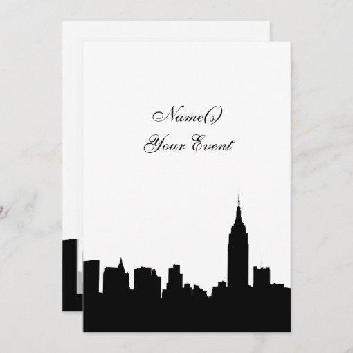 NYC Skyline Silhouette, ESB #1 BW V2 Party Invite | Zazzle