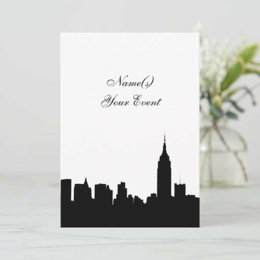 NYC Skyline Silhouette, ESB #1 BW V2 Party Invite | Zazzle