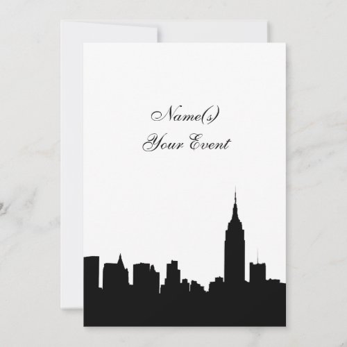 NYC Skyline Silhouette, ESB #1 BW V2 Party Invite