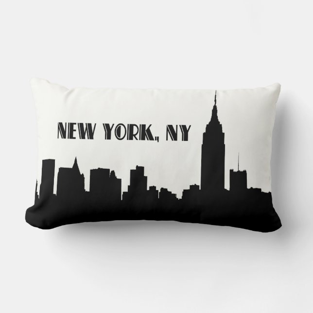 NYC Skyline Silhouette, ESB #1 Lumbar Pillow (Front)
