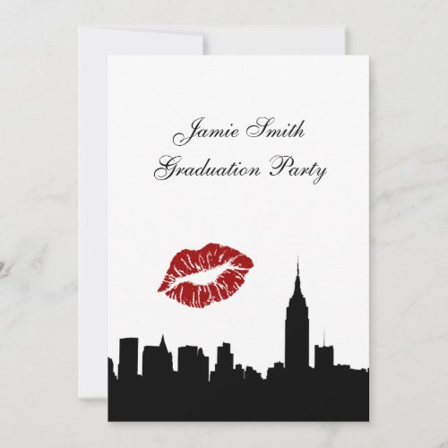 NYC Skyline Silhouette Kiss ESB 1 Graduation V Invitation