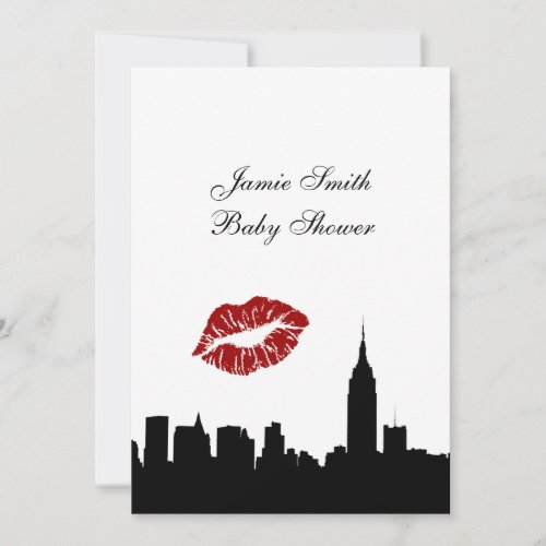 NYC Skyline Silhouette Kiss ESB 1V Baby Shower Invitation