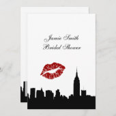 NYC Skyline Silhouette, Kiss ESB #1V Bridal Shower Invitation (Front/Back)