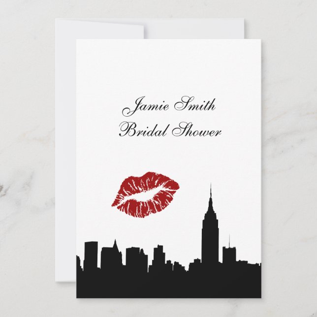 NYC Skyline Silhouette, Kiss ESB #1V Bridal Shower Invitation (Front)