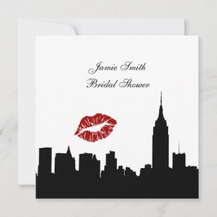 NYC Skyline Silhouette, Kiss ESB Bridal Shower SQ Invitation