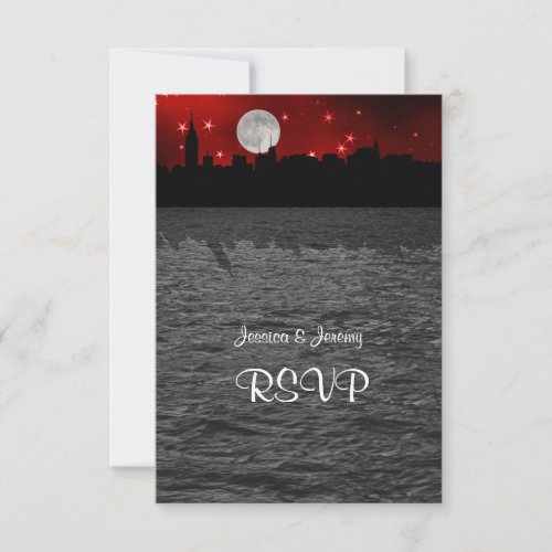 NYC Skyline Silhouette Moon Red RSVP 1