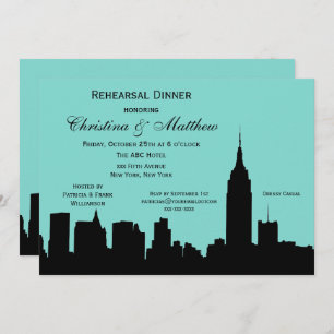 NYC Skyline Silhouette Rehearsal Dinner #F Invitation