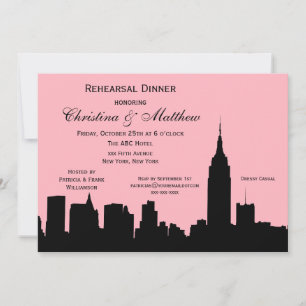 NYC Skyline Silhouette Rehearsal Dinner Invitation
