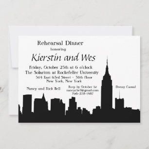 NYC Skyline Silhouette Rehearsal Dinner - NB Invitation