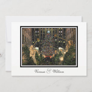 NYC Skyline Snowy Rock Center Xmas Tree Wedding Invitation