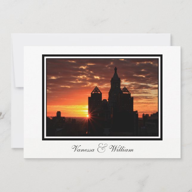NYC Skyline Sunrise Wedding Invite (Front)