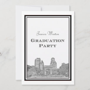 NYC Skyline Washington Sq Etched DIY Graduation Invitation