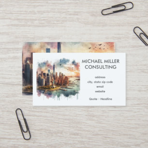 NYC Skyline Watercolor Consulting  Business Card