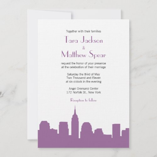 NYC Skyline Wedding Invitation - Purple