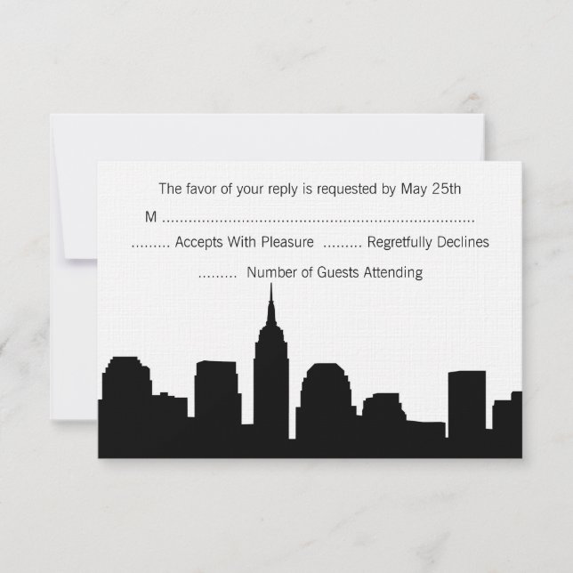 NYC Skyline Wedding RSVP Cards (Front)
