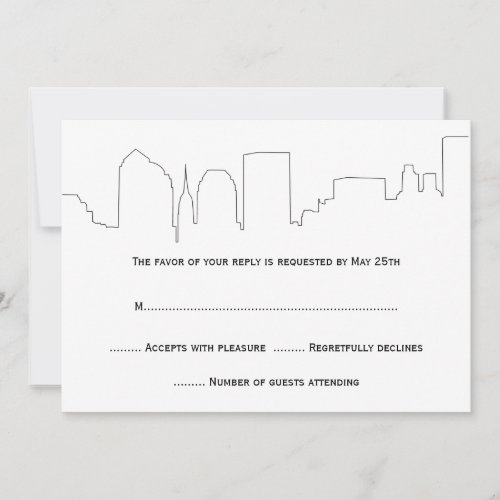 NYC Skyline Wedding RSVP Cards Custom Invitation