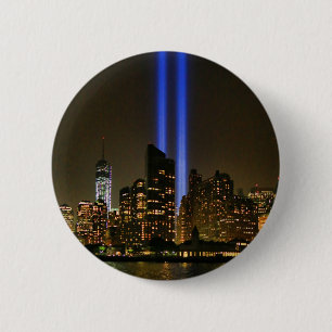 NYC Skyline: WTC 9/11 Tribute In Light 2013 #1 Button