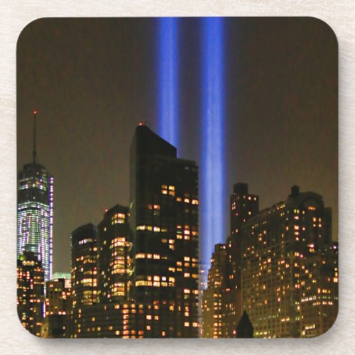 NYC Skyline WTC  911 Tribute In Light 2013 1 Drink Coaster