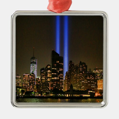NYC Skyline WTC  911 Tribute In Light 2013 1 Metal Ornament