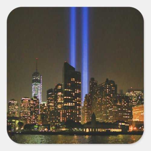 NYC Skyline WTC  911 Tribute In Light 2013 1 Square Sticker