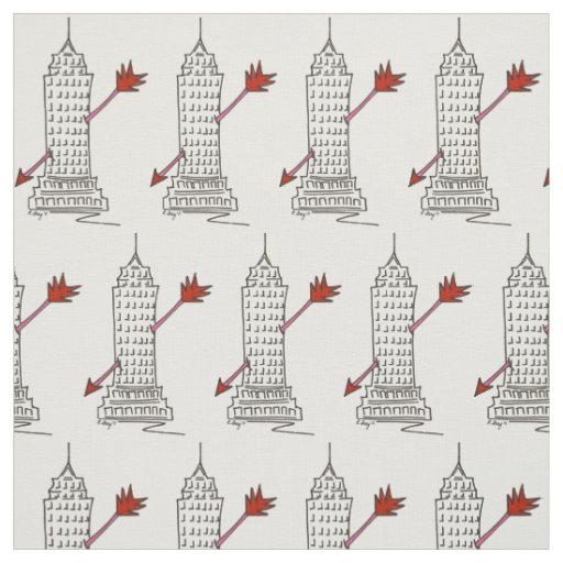 NYC Skyscraper Cupid's Arrow Valentines Day Love Fabric