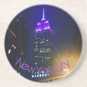 NYC Skyscraper Purple Empire State Building Night Drink Coaster