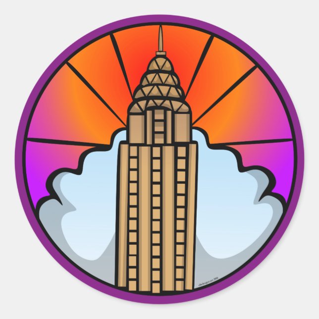 NYC Skyscraper Stained Glass Sticker (Front)