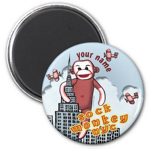NYC Sock Monkey  custom name Magnet