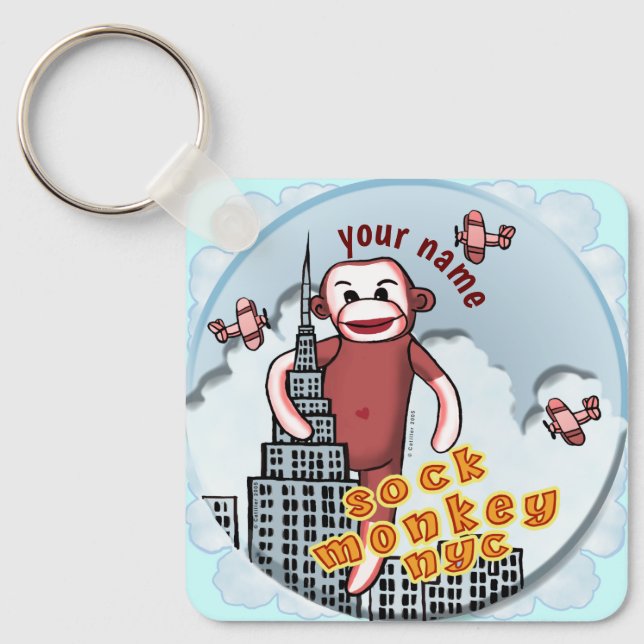 NYC Sock Monkey Keychain (Front)