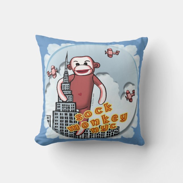 NYC Sock Monkey  Pillow (Front)