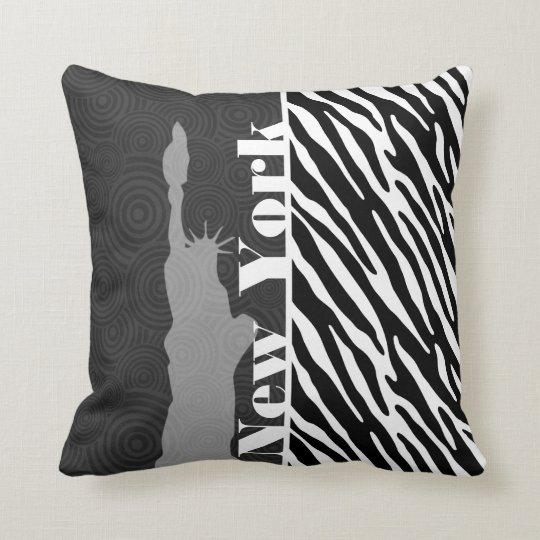 Nyc Statue Of Liberty Black White Zebra Stripes Throw Pillow Nyc Statue Of Liberty Black White Zebra Stripes Throw Pillow
