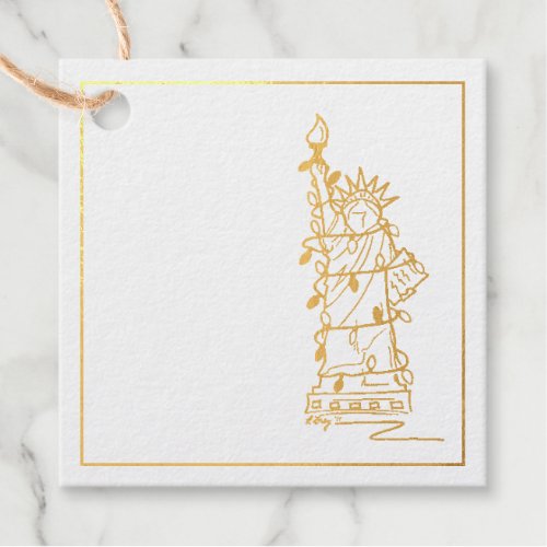 NYC Statue of Liberty Christmas Hanukkah Holiday Foil Favor Tags