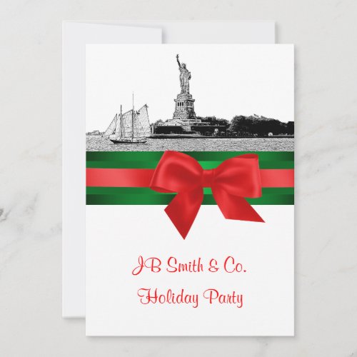 NYC Statue of Liberty Etched Xmas Holiday Party Invitation