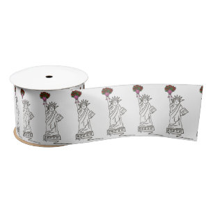 NYC Statue of Liberty Rose Bouquet Valentine's Day Satin Ribbon