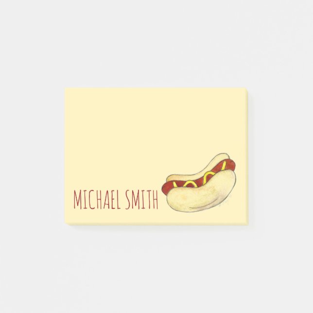 NYC Street Meat Hot Dog Hotdog Wiener Mustard Post-it Notes (Front)